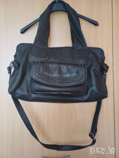Manfield черно чанта естествена кожа , снимка 1