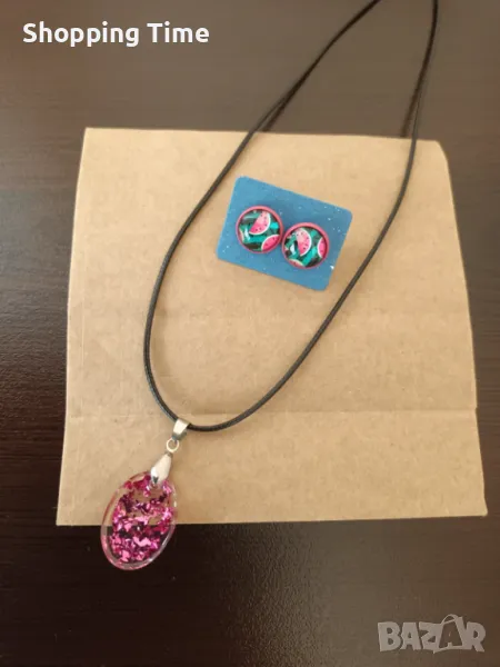 НОВ комплект от колие и обеци ръчна изработка епоксидна смола, Спиди/лично предаване, снимка 1