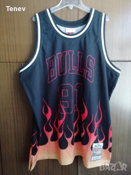 Dennis Rodman Chicago Bulls 1997-98 Mitchell & Ness NBA Flame Fire Jersey оригинален потник 2XL XXL , снимка 1