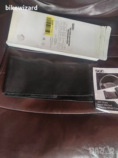 SGG Кожа за волан черна телешка за волани 37-39 см. до 10.8 см. дебелина НОВА, снимка 1