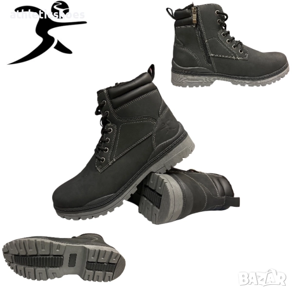 Мъжки зимни боти в черно със цип-227, снимка 1