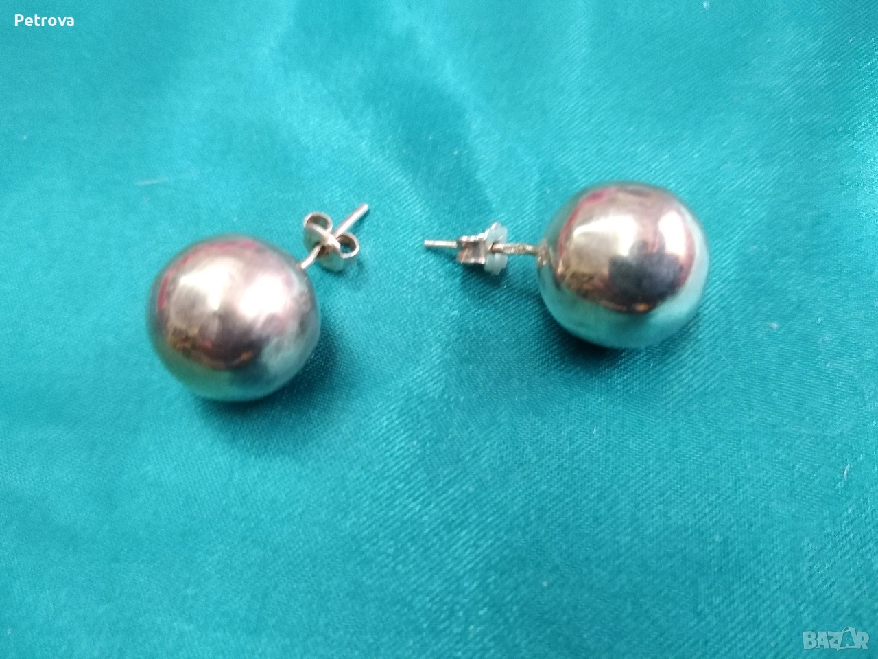 Сребърни обеци - масивни топчета, снимка 1