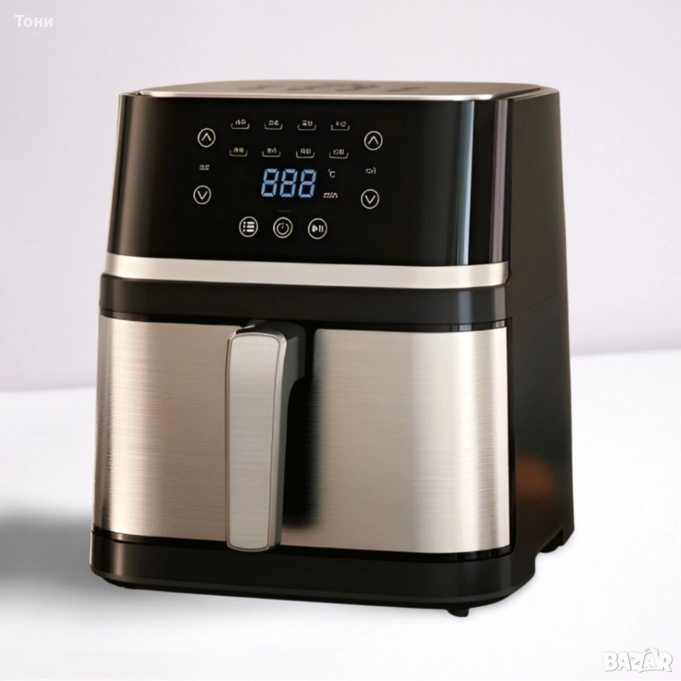 Електрически фритюрник с капацитет 10L – неръждаема стомана, 1350W, автоматично изключване, снимка 1