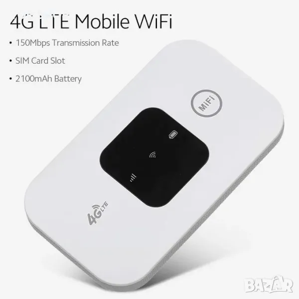 Рутер- бисквитка 4G LTE 150Mbps Преносим мобилен MiFi рутер със слот за SIM карта - 2100mAh, снимка 1