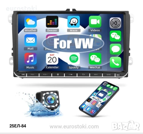 CAMECHO мултимедия за VW Golf 5 Polo Skoda, 1+ 32G, Android 13, 2 DIN, Mirror Link, екран 9 инча, снимка 1