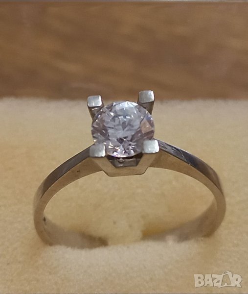 Сребърен пръстен с циркониев кристал Сваровски, снимка 1
