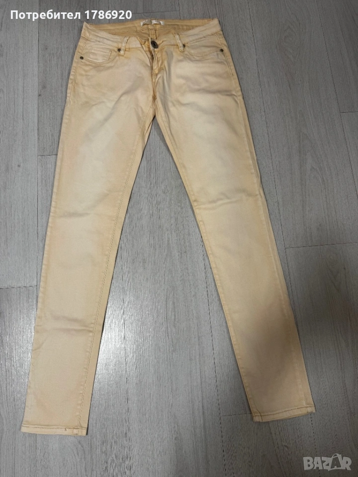 Бежови skinny дънки с ниска талия, снимка 1