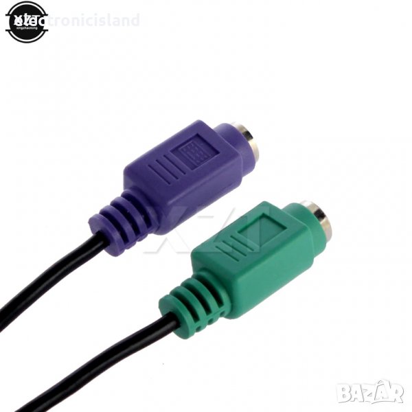 Преходник USB мъжки към двоен PS/2, PS2 женски адаптер за клавиатура и ...