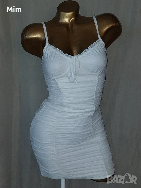 XS Дантелена ,бяла, къса рокля , снимка 1