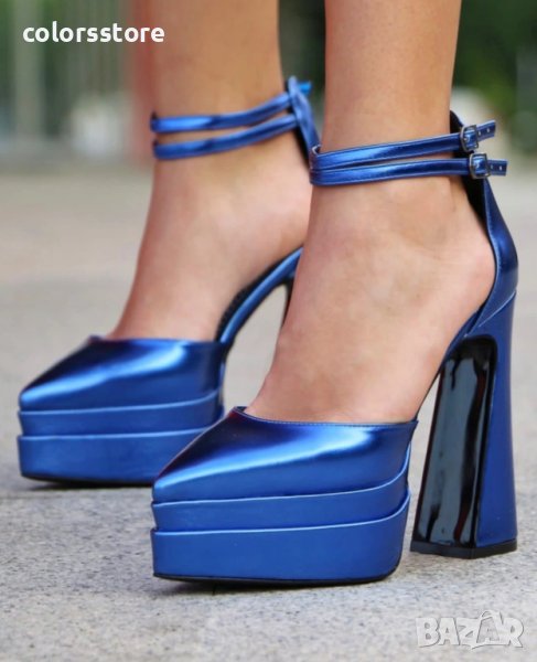 Сандали на ток - синя кожа - VTK2(3), снимка 1