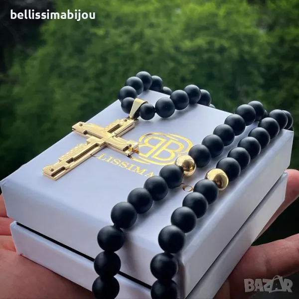 Мъжки Гердан от Оникс и Стомана, снимка 1