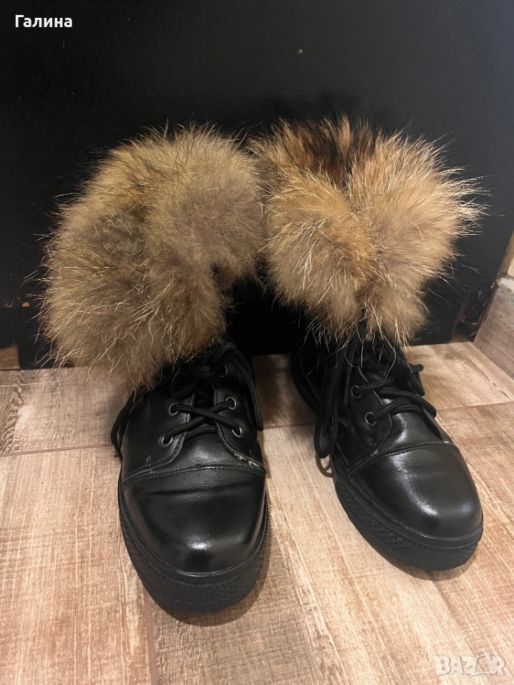 Боти естествена кожа и пух, снимка 1