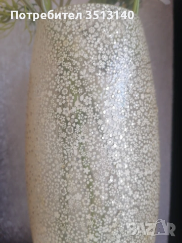 Стъклена ваза ръчно нанесен декор, лак 26 см, снимка 2 - Вази - 53681092