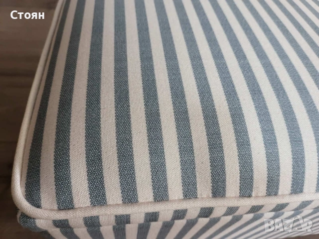 Табуретка от плат на райета цвят сив и кремав, снимка 3 - Дивани и мека мебел - 53757210