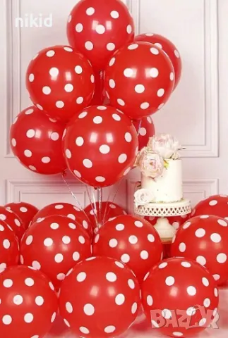 калинка калинки червен на точки Обикновен надуваем латекс латексов балон парти хелий или газ, снимка 3 - Други - 35665904