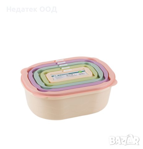 Комплект кутии за храна, с цветни капаци, 5 бр., снимка 2 - Кутии за храна - 44307935