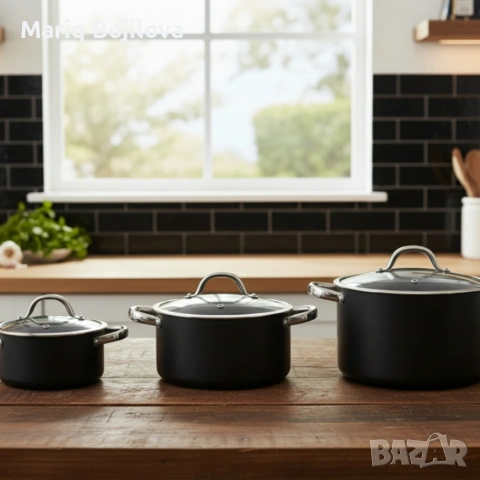 Алуминиева тенджера с мраморно покритие и капак – здравословно готвене без загаряне, снимка 3 - Съдове за готвене - 53660792