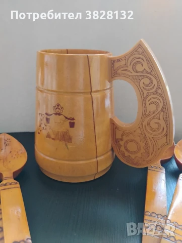 винтидж дървена халба с лъжици, снимка 3 - Други ценни предмети - 51110102