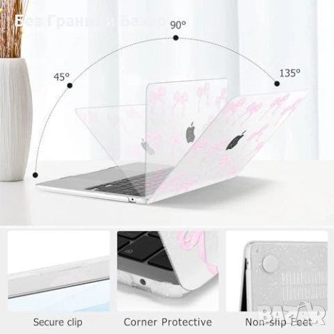 Нов Твърд кейс MacBook Air 13.6 M2 M3 M4 M5 с протектори за лаптоп защита, снимка 3 - Друга електроника - 53839834