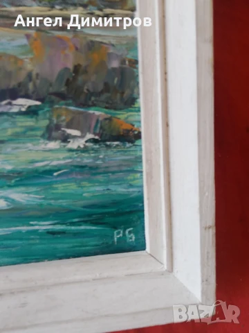 Маслена картина подписана картина , с дървената рамка , 45-35 см , кориф, снимка 10 - Картини - 50537971