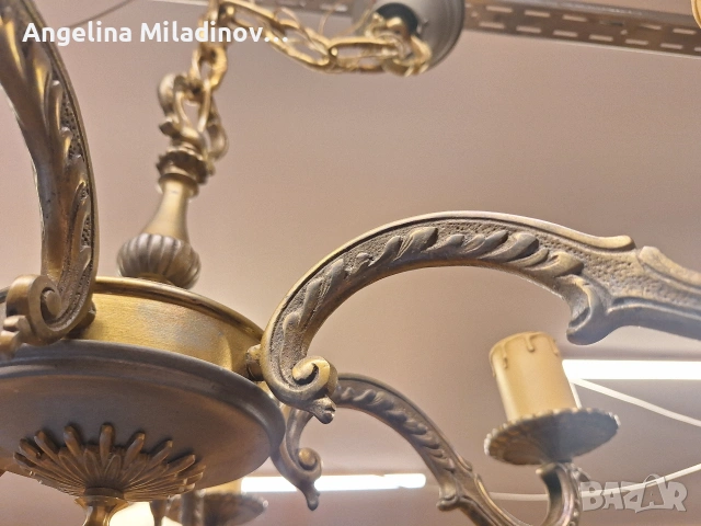 Винтидж голям полилей месинг , снимка 2 - Полилеи - 53822857