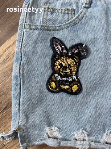 Къси дънкови с апликация , снимка 6 - Къси панталони и бермуди - 39536940