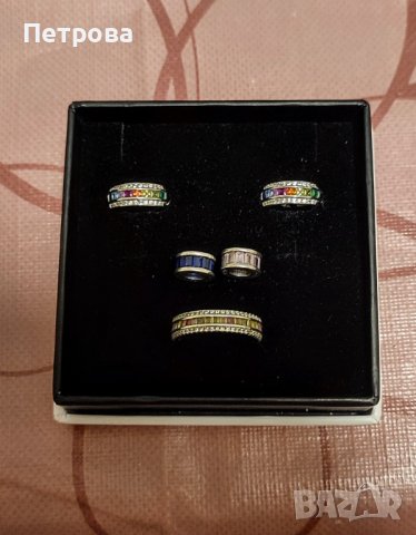 Сребърен комплект с цветен цирконий