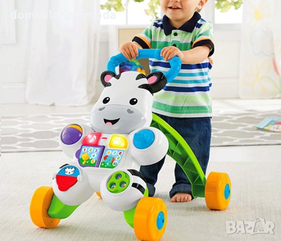 Проходилка зебра Fisher Price, МЕлодии,баланс координация Въртящи топки, снимка 4 - Проходилки - 40697744