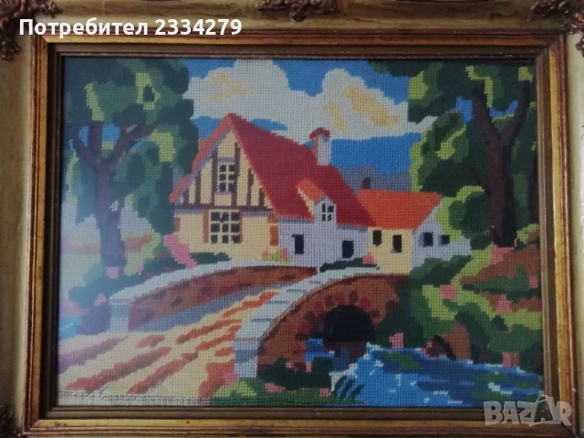 Стари гоблени поставени в остъклени дървени рамки. , снимка 8 - Гоблени - 51803074