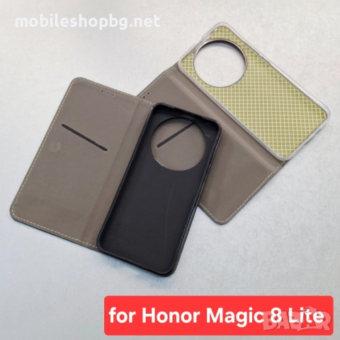 Honor Magic 8 Lite калъф страничен отваряем черен и бордо, снимка 3 - Калъфи, кейсове - 53731740