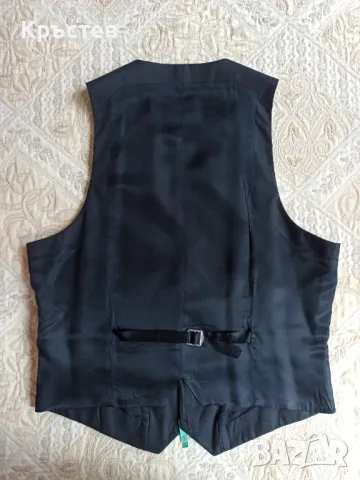 Мъжки костюм Sergio Barone от три части с фино каре в тъмносив цвят, снимка 8 - Костюми - 50074632