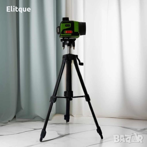 4D Лазерен Нивелир с 16 Линии (Четири Точков), Самонивелиращ се, със Зелен Лазер с тринога