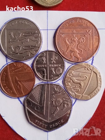 Кралски герб /щит/- Великобритания. Лот монети., снимка 3 - Нумизматика и бонистика - 53455750