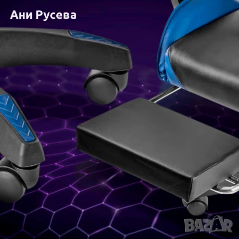 copy of Геймърски стол с регулируема височина, лумбална възглавница и метална основа, снимка 5 - Столове - 53359015