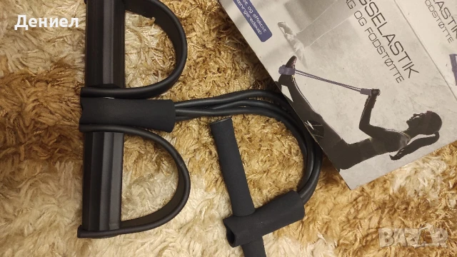 Тренировъчен ластик с дръжка и подложки за крака , снимка 4 - Фитнес уреди - 51303200