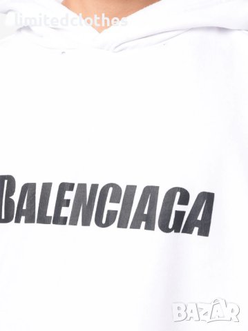 BALENCIAGA White Ripped Caps Logo Oversized Мъжко / Дамско Горнище тип Суичър size XS (M/L) и M (XL), снимка 5 - Суичъри - 40340754