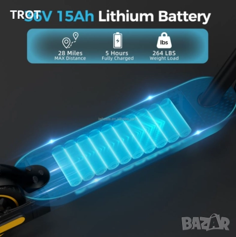 V10 Електрическа Тротинетка - 36V 10.5Ah с 250W Безчетков мотор, развиваща до 25 км/ч и до 120 кг, снимка 2 - Други спортове - 52157383