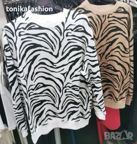 Памучен суитшърт в тигров принт , снимка 6 - Суичъри - 52291060