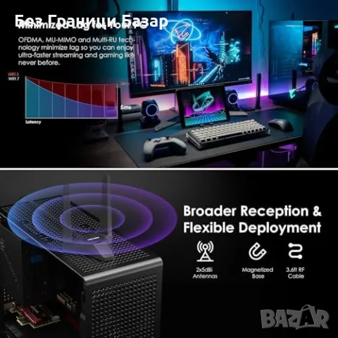 Нова Ултра-бърза WiFi 7 PCIe карта, трибандова BE200 + Bluetooth 5.4, снимка 6 - Друга електроника - 47618589