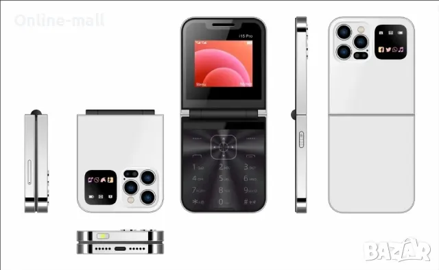 Мини Сгъваем Телефон Mini Flip A50 Smart Phone с 2 SIM карти Мини Телефон, снимка 10 - Други - 48075458