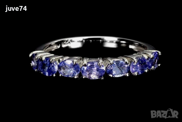 СРЕБЪРЕН ПРЪСТЕН  С ЕСТЕСТВЕНИ ТАНЗАНИТИ (ТАНЗАНИЯ)