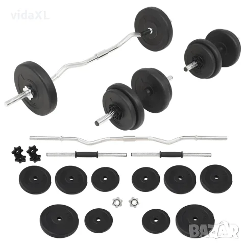 vidaXL Комплект щанга и дъмбели, 30 кг, снимка 1 - Фитнес уреди - 56148402