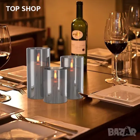 Evglim LED безпламъчни мигащи свещи, дистанционно, Комплект от 3 x H4''/5''/6'', снимка 8 - Декорация за дома - 49546319