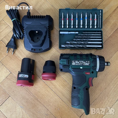 Parkside Акумулаторен ударен винтоверт с две скорости може и в куфар с аксесоари и втора батерия, снимка 15 - Винтоверти - 50646426