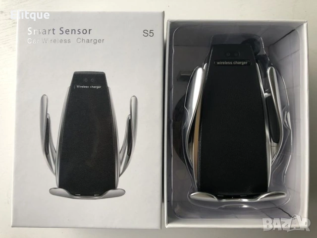 Поставка за телефон с вградено безжично зарядно за кола – Smart Sensor S6 ⚡