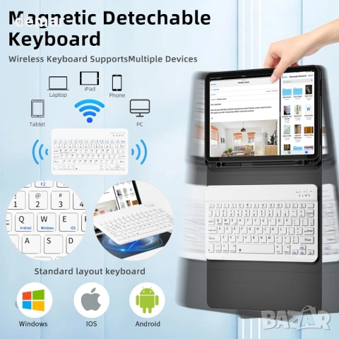 GKABXY Кейс с клавиатура за iPad Air 11 инча (2025 M3/2024 M2), iPad Air 5th/4th (10,9" 2022/2020), снимка 2 - Таблети - 52106707