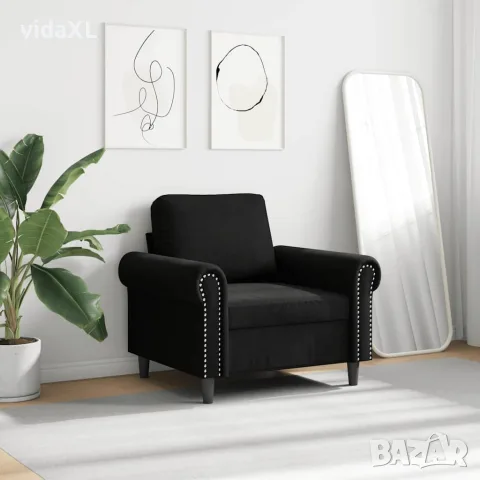 vidaXL Кресло, черно, 60 см, кадифе, снимка 3 - Дивани и мека мебел - 56147283