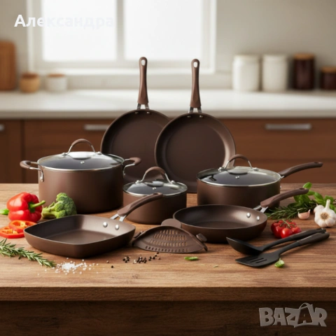 Комплект 20 части Edenberg EB-5655 от кован алуминий — незалепващо мраморно покритие за равномерно г, снимка 2 - Други стоки за дома - 53394541