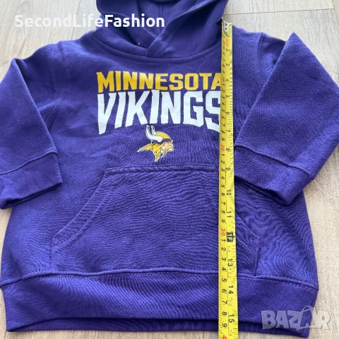 Детски суитшърт с качулка NFL Minnesota Vikings размер 2 г, снимка 6 - Детски Блузи и туники - 53781928