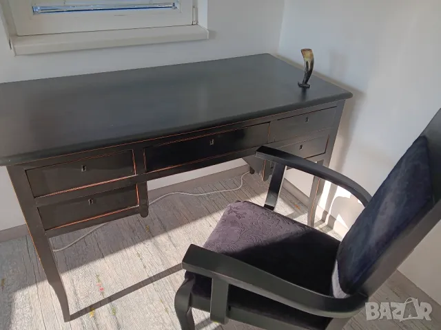 Класическо ретро бюро,писалище изработено изцяло от масив-дъб + стол, снимка 12 - Антикварни и старинни предмети - 48707352